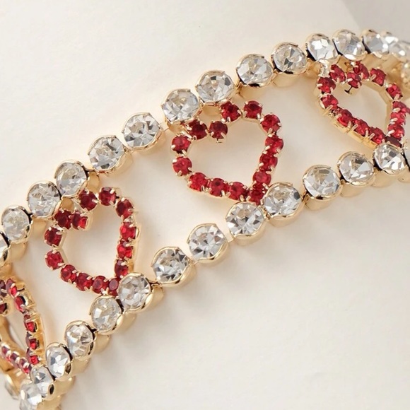 Cubic Zirconia Heart Tennis Bracelet - Picture 4 of 8